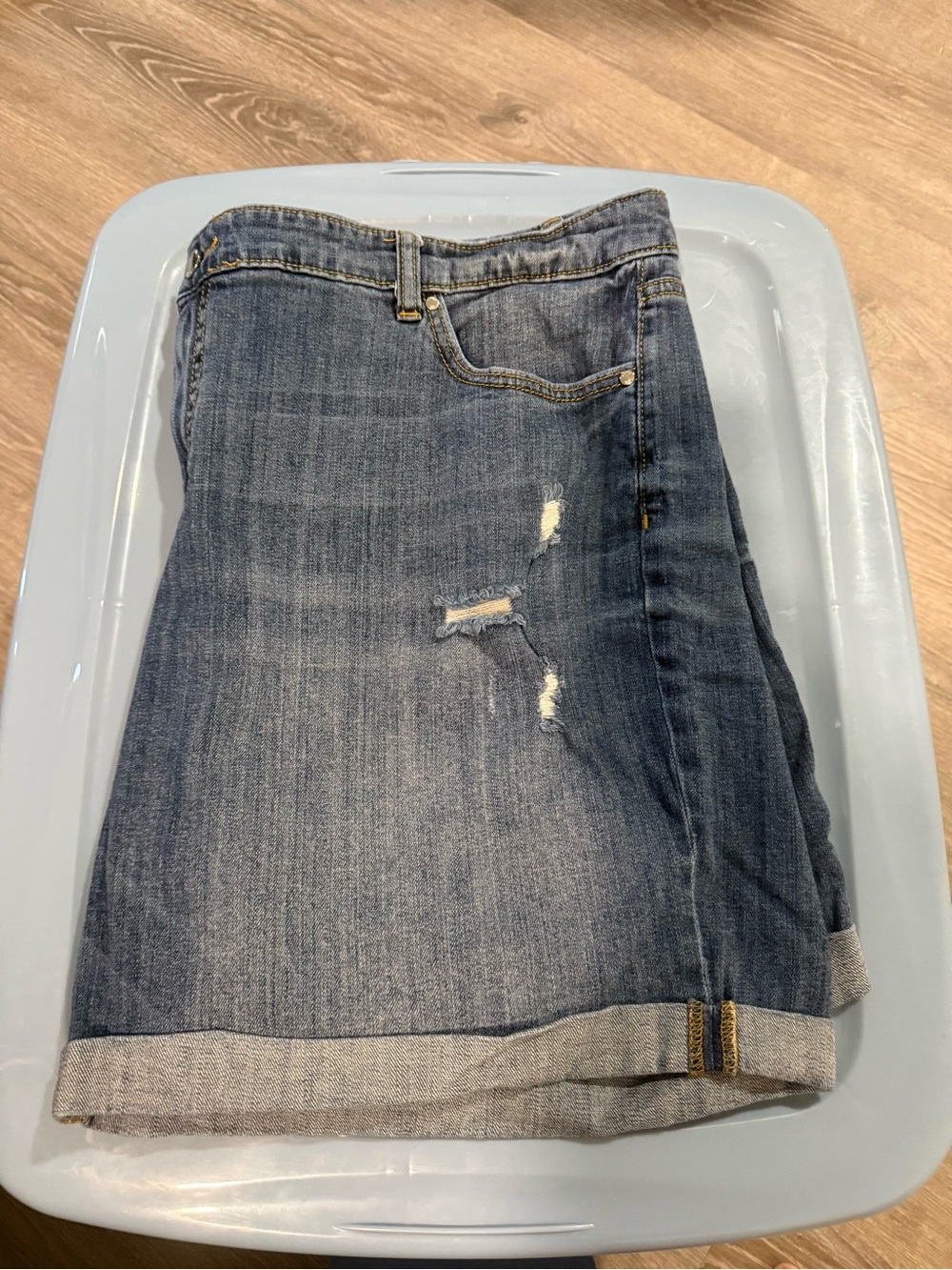 Jennifer Lopez Blue Distressed Denim Jean Shorts